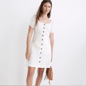 Madewell Linen-Cotton Puff-Sleeve Mini Dress, sz 4